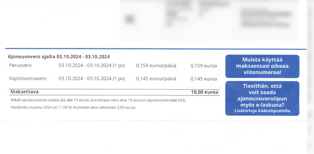 Epäselvä ajoneuvoverolippu